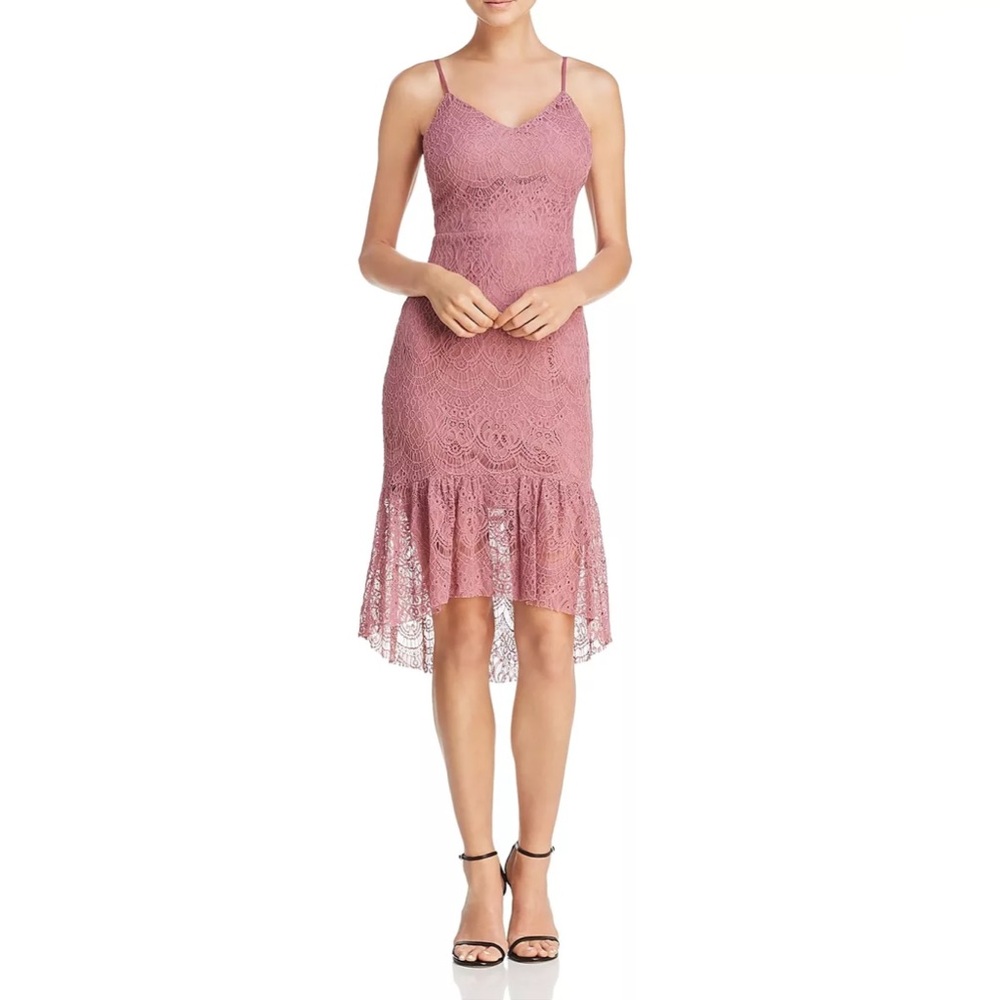 Aqua Women's Pink Lace Sleeveless V-Neck Party Cocktail Midi Dress